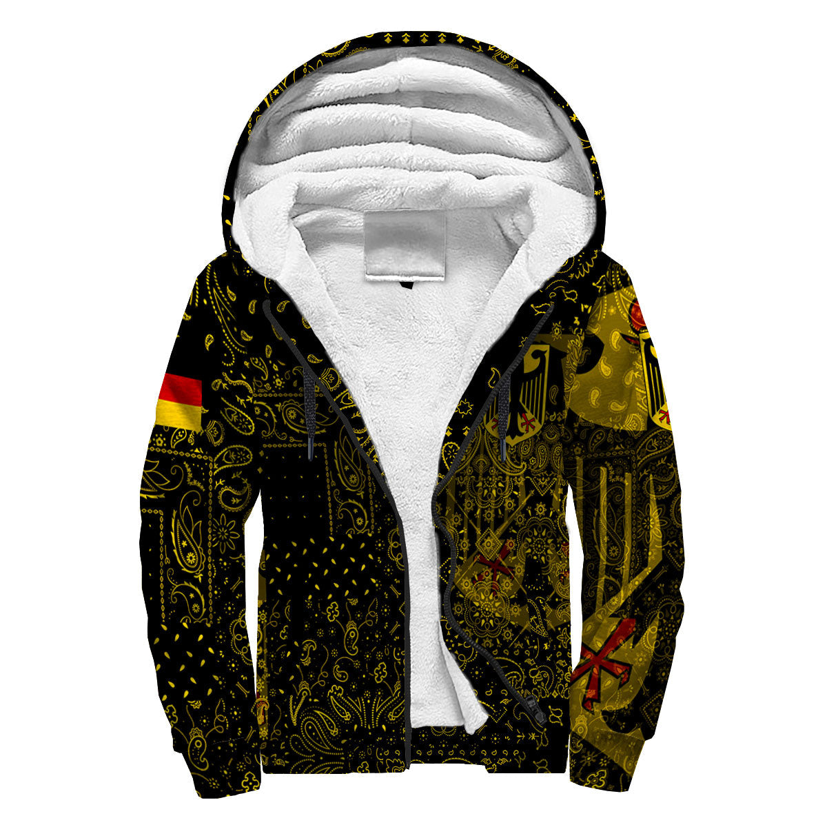 Germany Sherpa Hoodie Paisley Flag And Skull Style 3