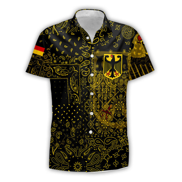 Germany Short Sleeve Shirt Paisley Flag And Skull Style 1