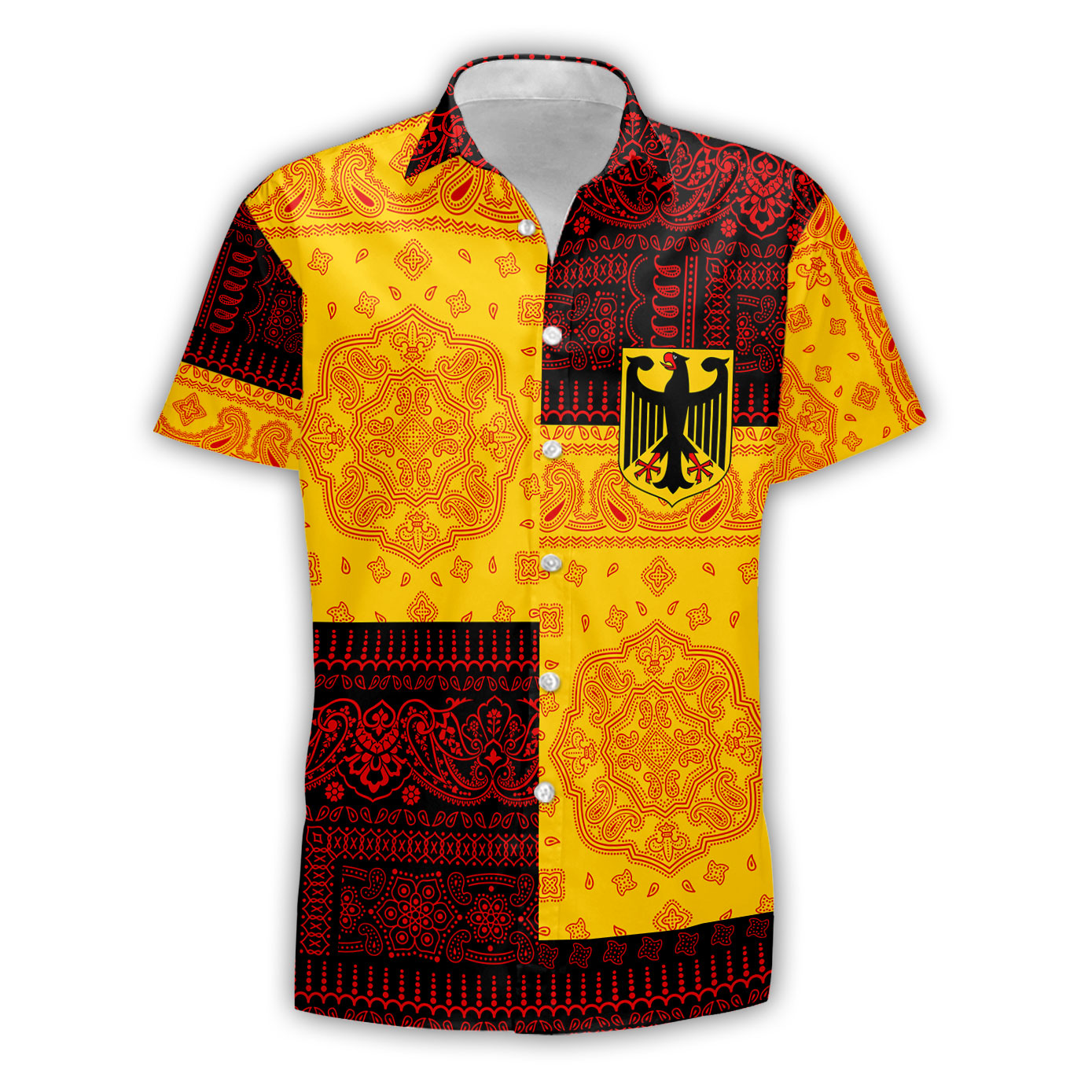 Germany Short Sleeve Shirt Flag And Paisley Basic Style 2