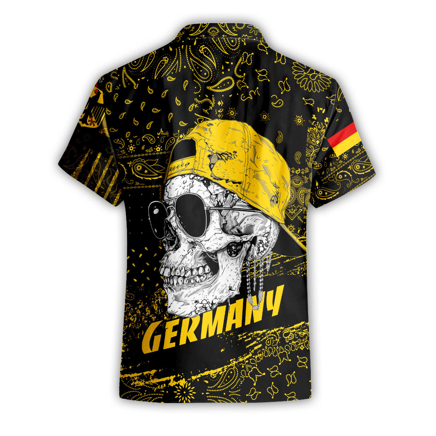 Germany Short Sleeve Shirt Paisley Flag And Skull Style 2