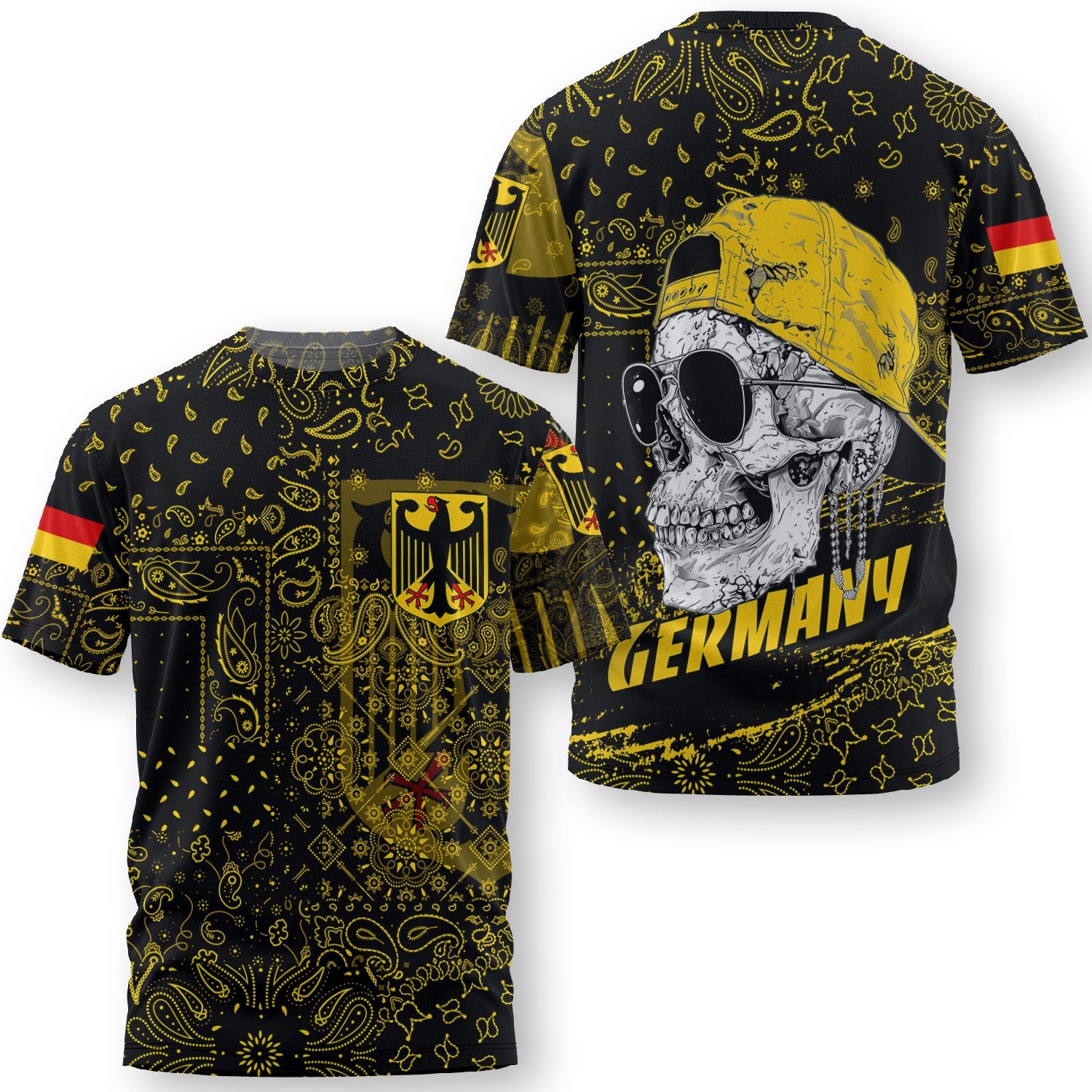 Germany T Shirt Paisley Flag And Skull Style 3