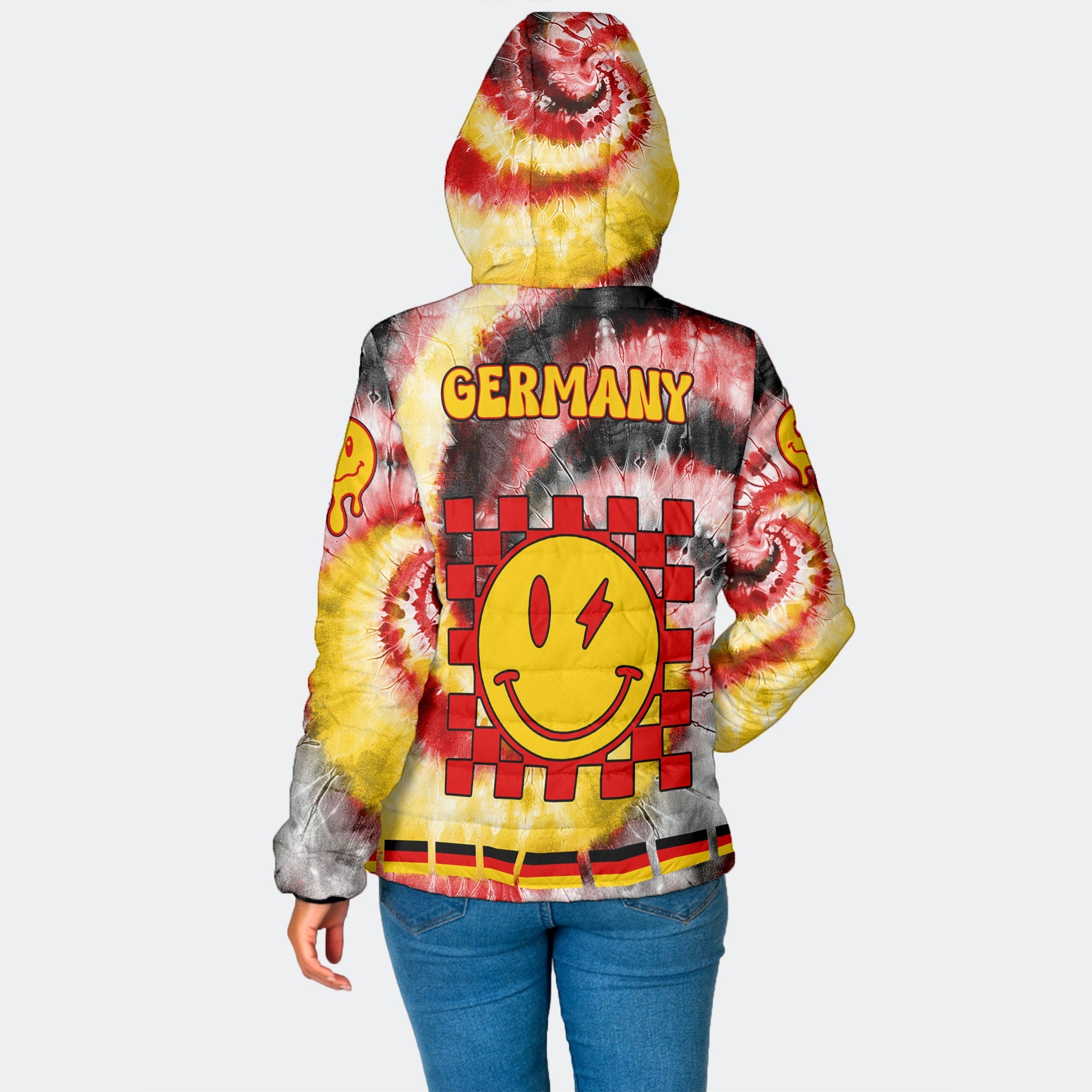 Germany Women Hooded Padded Jacket Custom Tie Dye Style 2