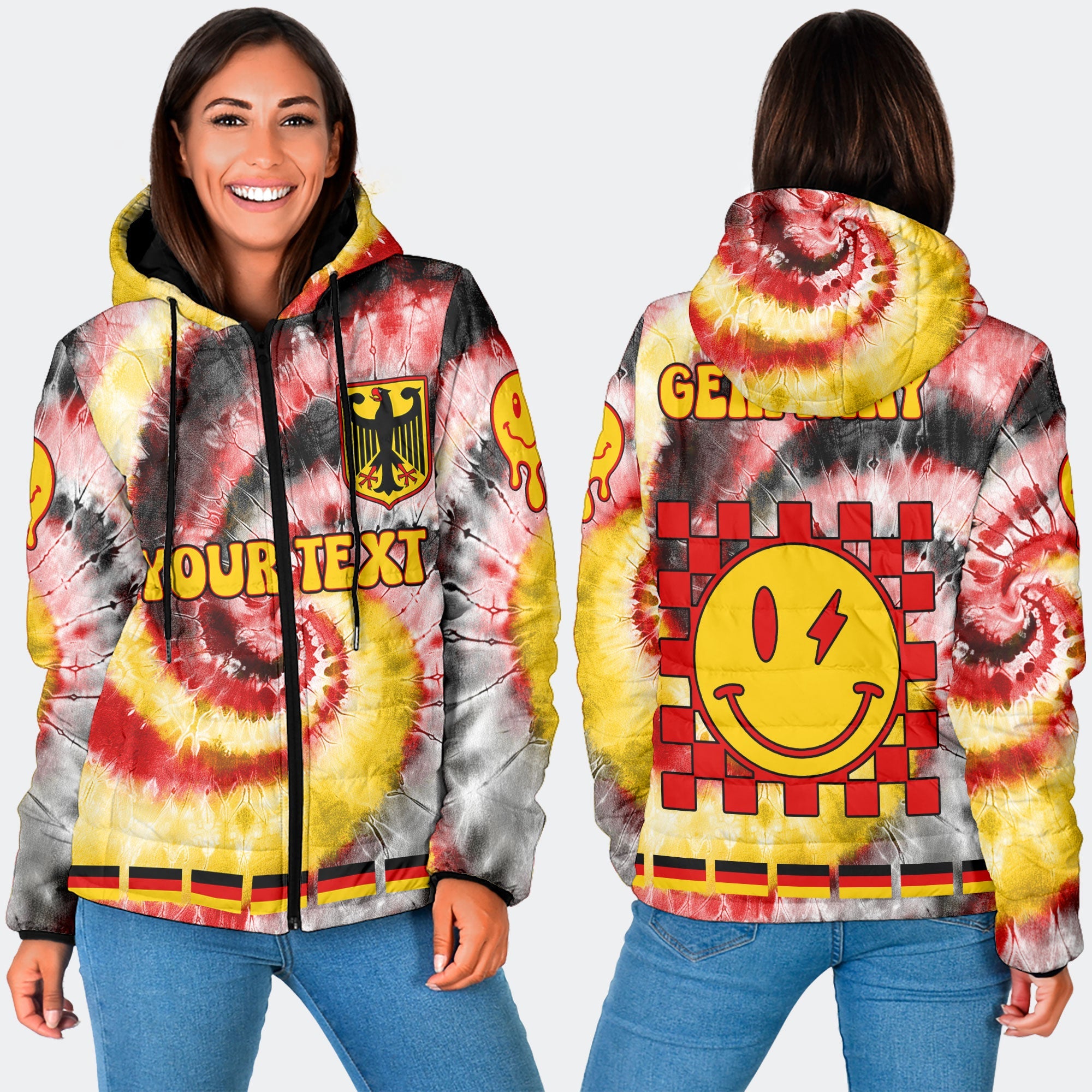 Germany Women Hooded Padded Jacket Custom Tie Dye Style 3