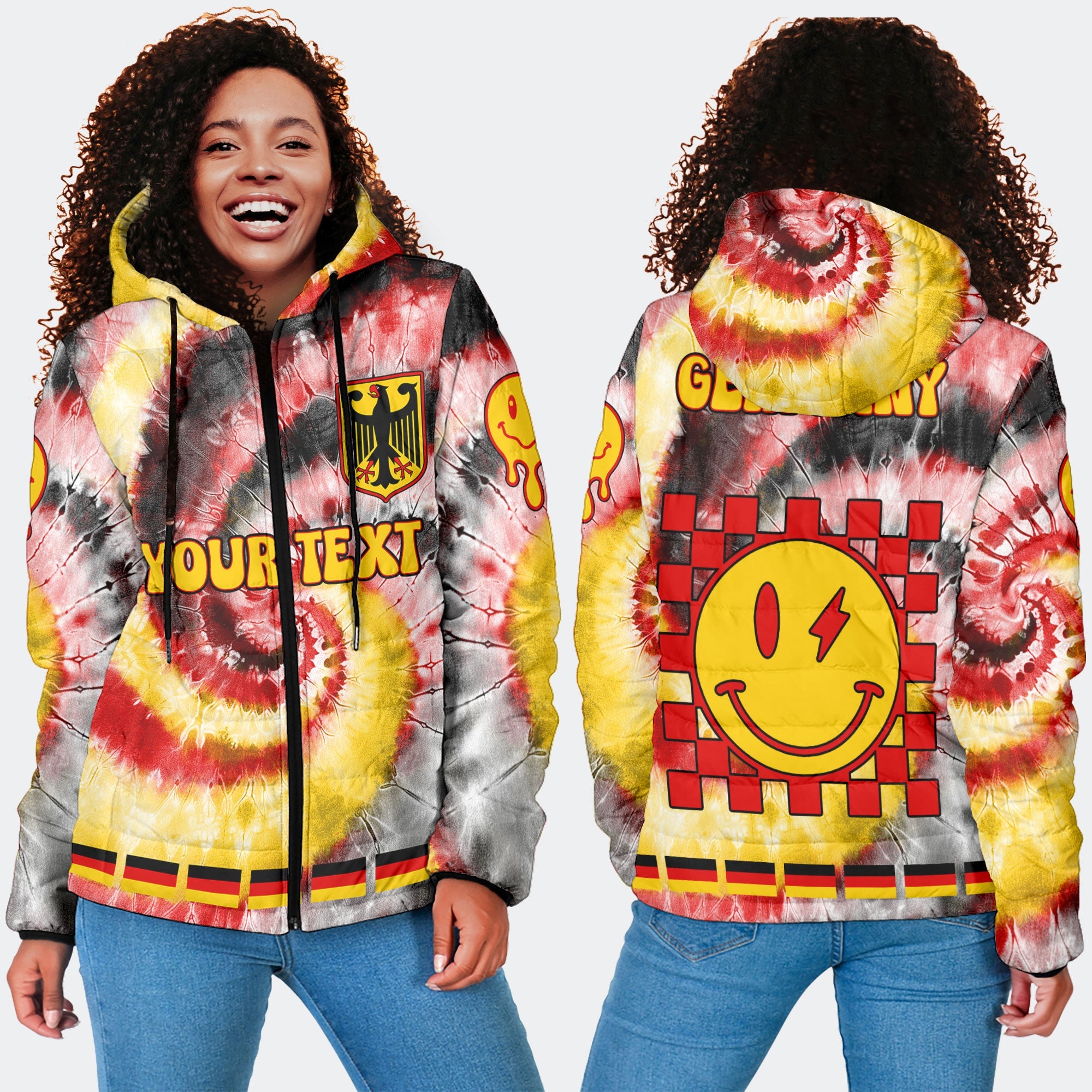 Germany Women Hooded Padded Jacket Custom Tie Dye Style 4