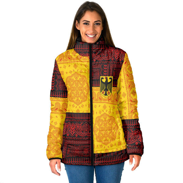 Germany Women Padded Jacket Flag And Paisley Basic Style 1