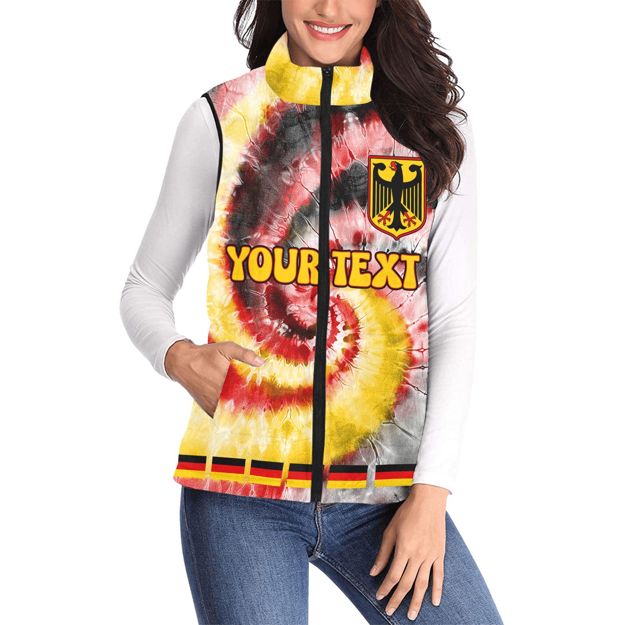 Germany Women Padded Jacket Vest Custom Tie Dye Style 1