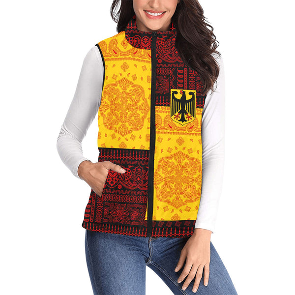 Germany Women Padded Jacket Vest Flag And Paisley Basic Style 1