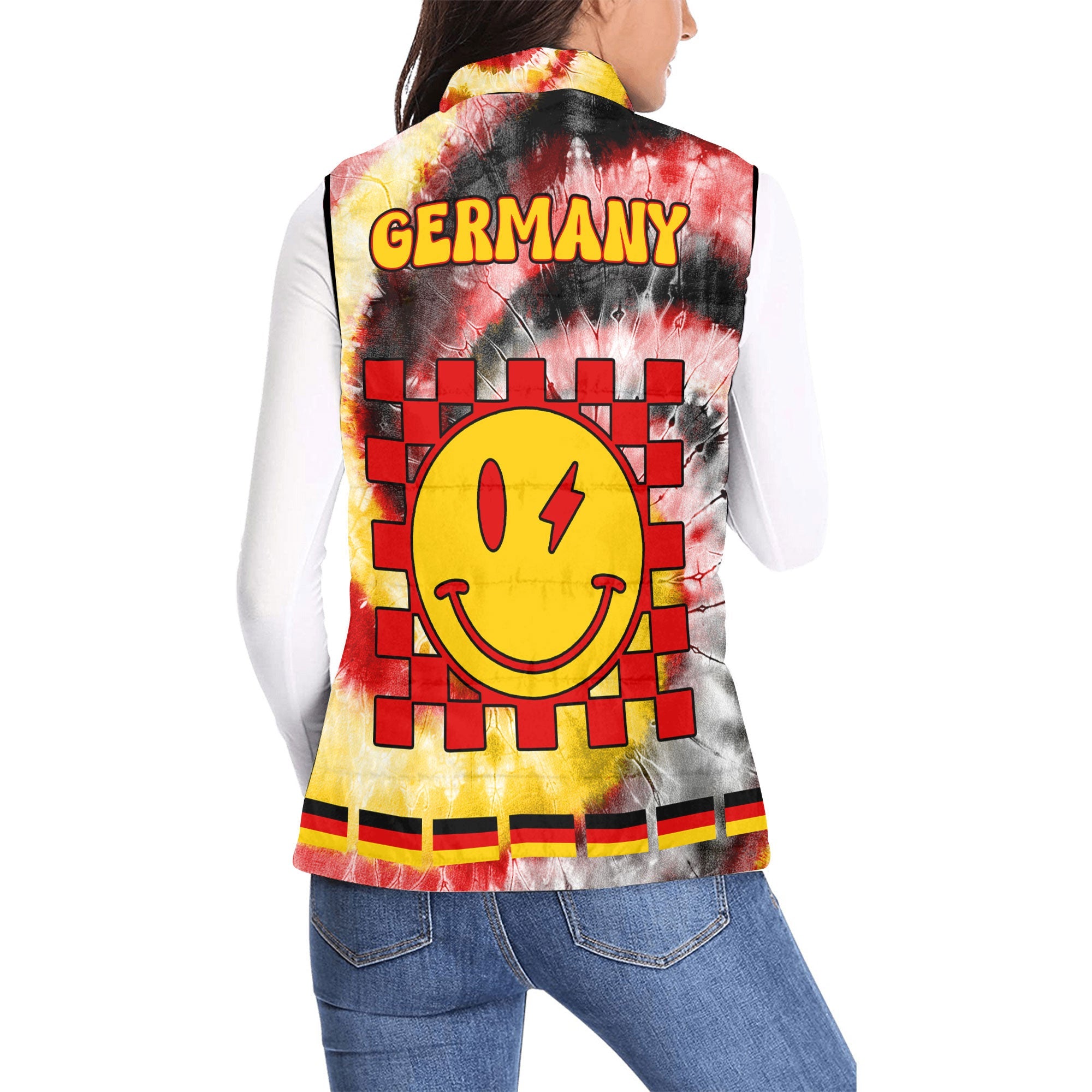 Germany Women Padded Jacket Vest Custom Tie Dye Style 2