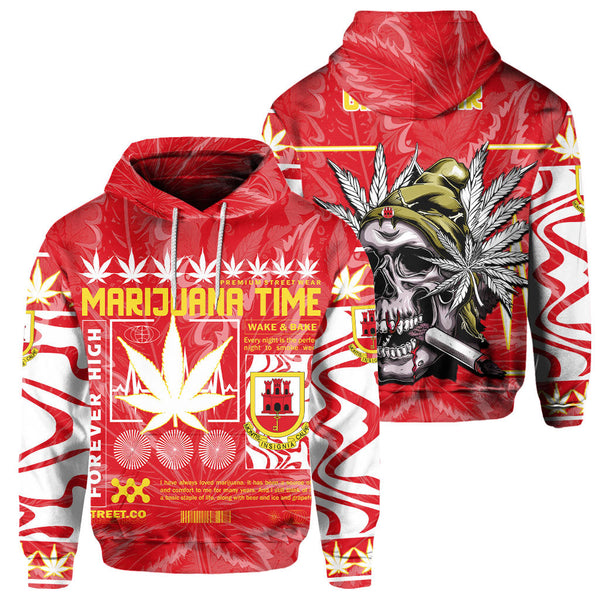 Gibraltar Hoodie Flag & Coat Of Arms Marijuanas Style