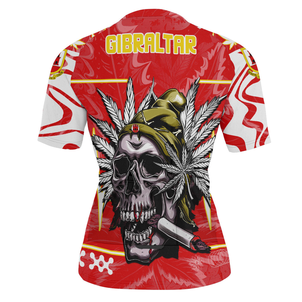 Gibraltar Men's Cycling Jersey Flag & Coat Of Arms Marijuanas Style