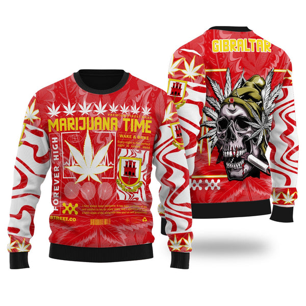 Gibraltar Ugly Sweater Flag & Coat Of Arms Marijuanas Style