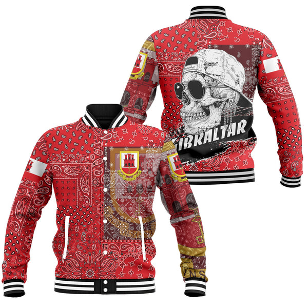 Gibraltar Baseball Jacket Paisley Flag And Skull Style 1