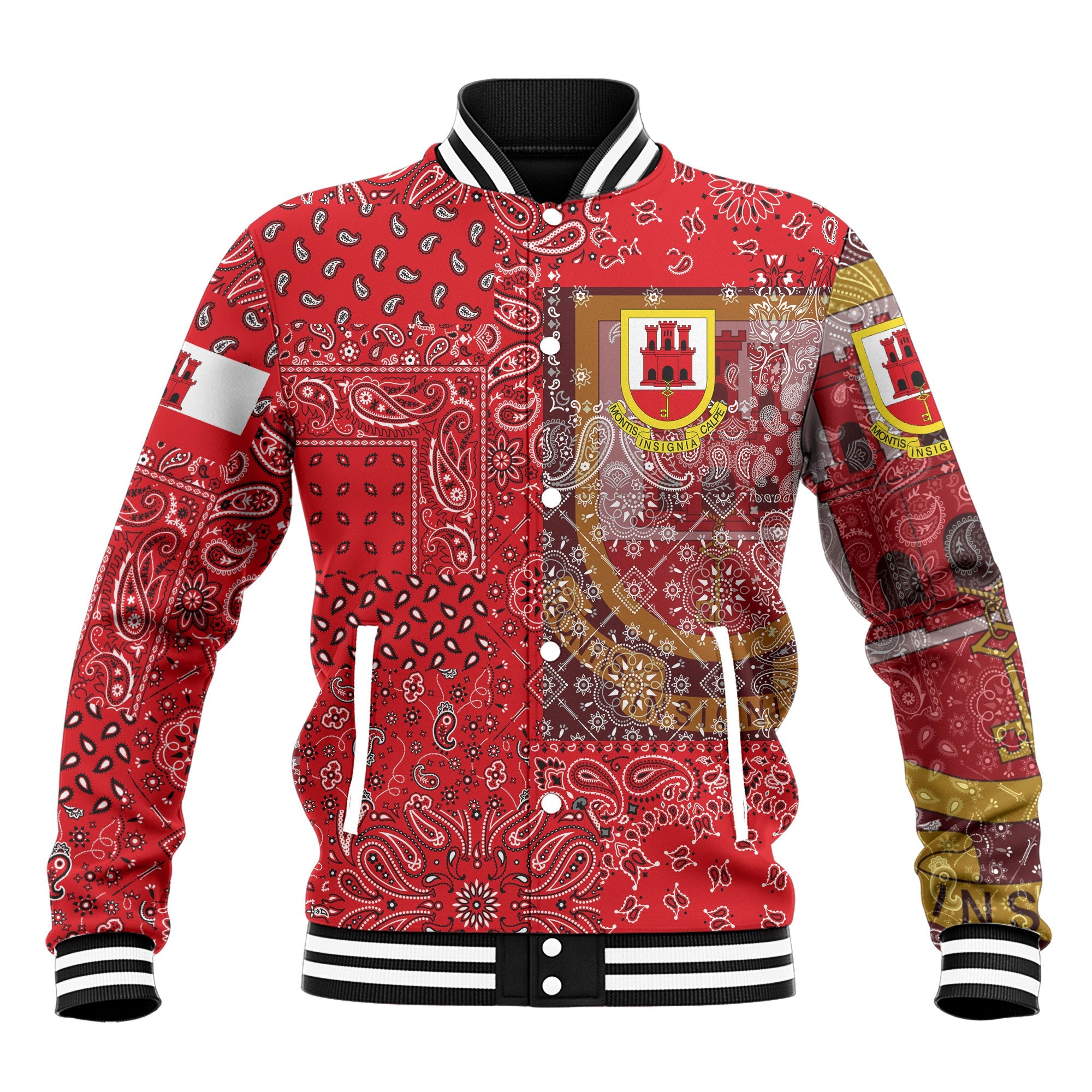 Gibraltar Baseball Jacket Paisley Flag And Skull Style 2