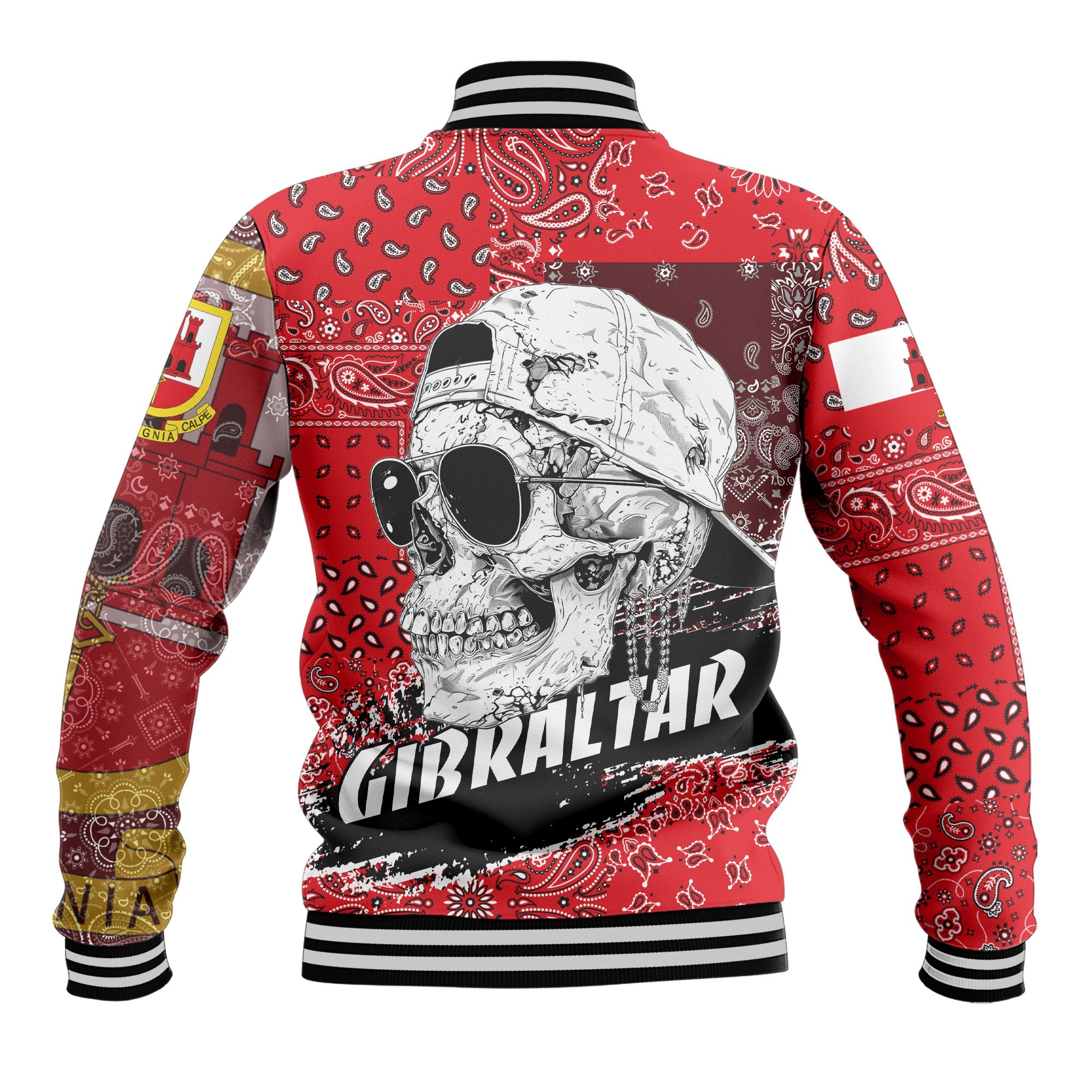 Gibraltar Baseball Jacket Paisley Flag And Skull Style 3