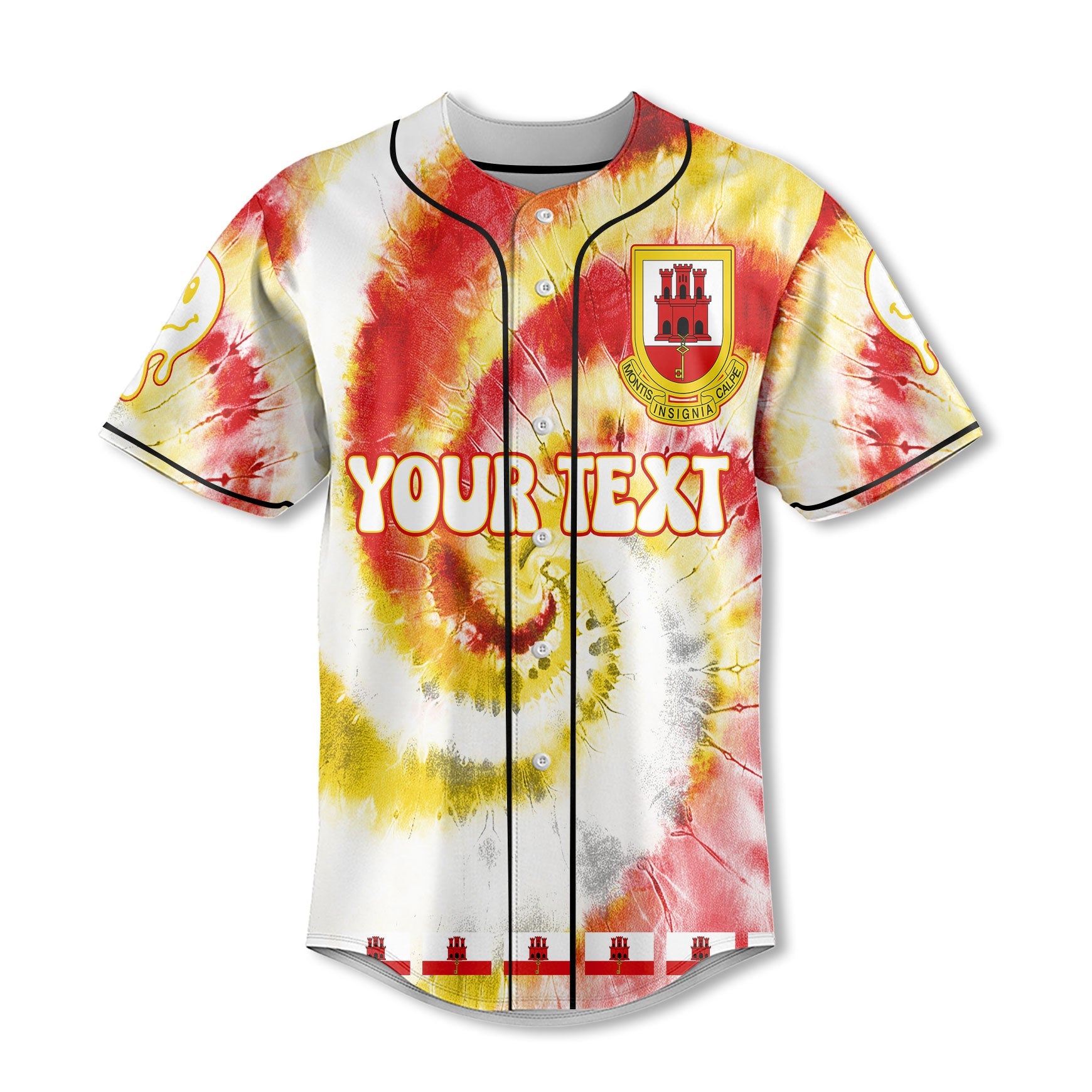 Gibraltar Baseball Jersey Custom Tie Dye Style 2