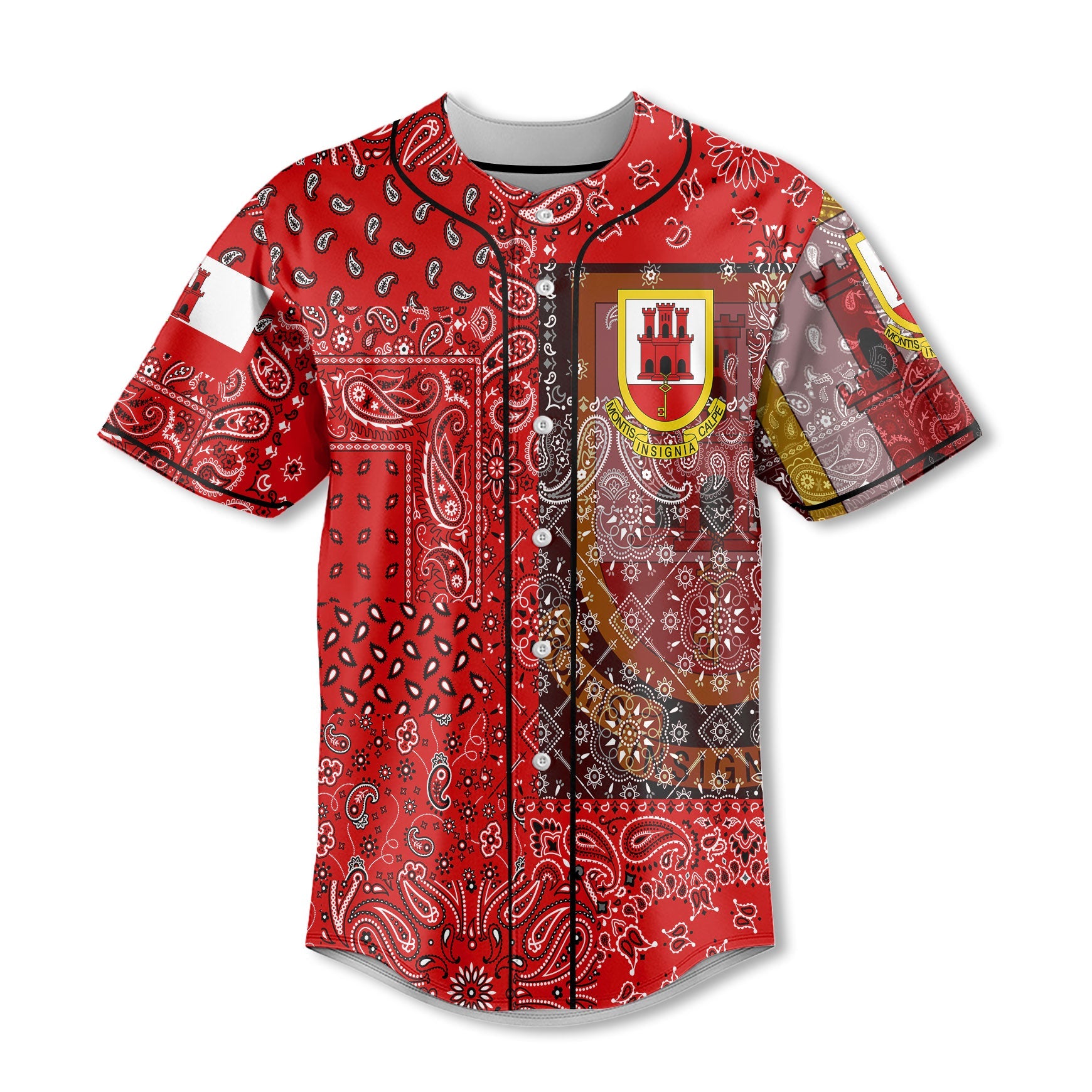 Gibraltar Baseball Jersey Paisley Flag And Skull Style 2