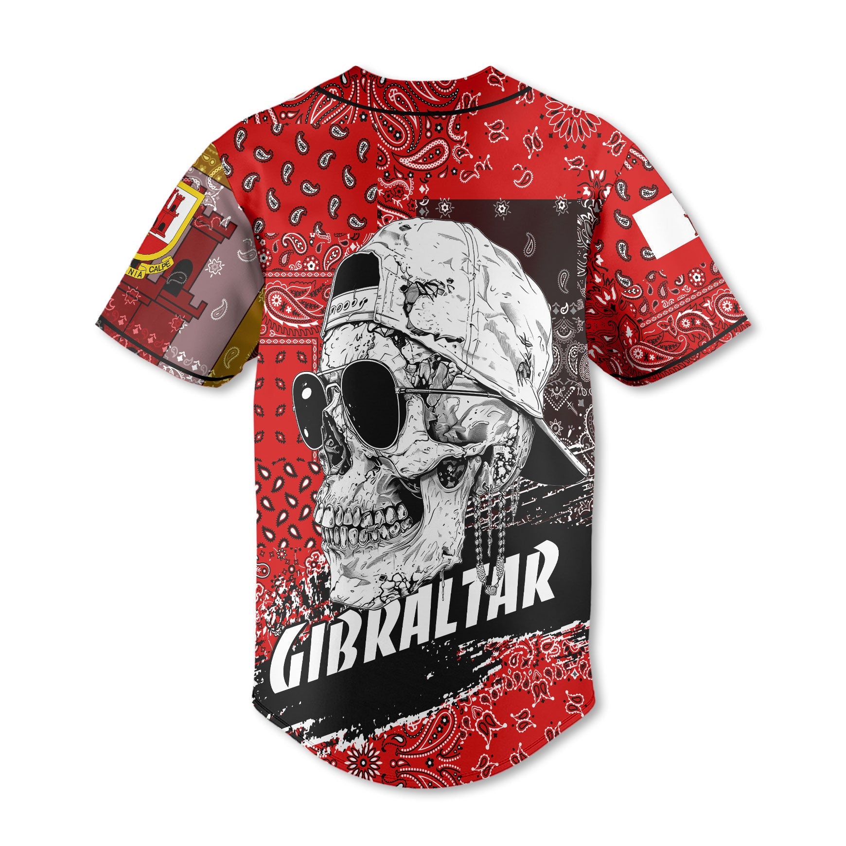 Gibraltar Baseball Jersey Paisley Flag And Skull Style 3