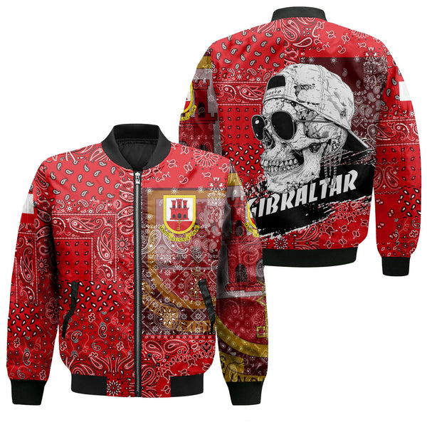 Gibraltar Bomber Jacket Paisley Flag And Skull Style 1