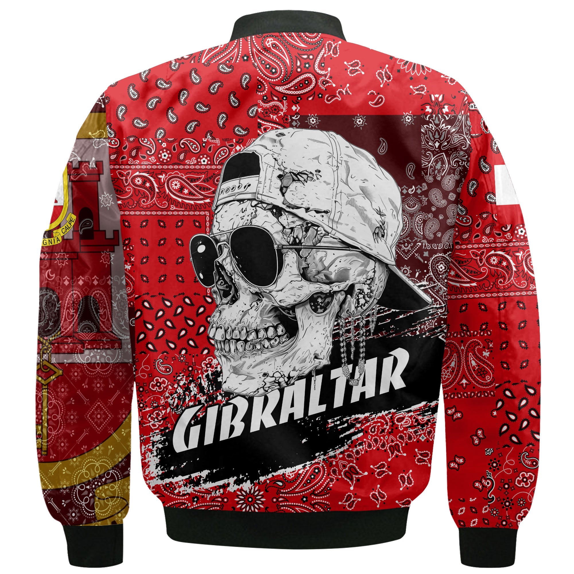 Gibraltar Bomber Jacket Paisley Flag And Skull Style 3