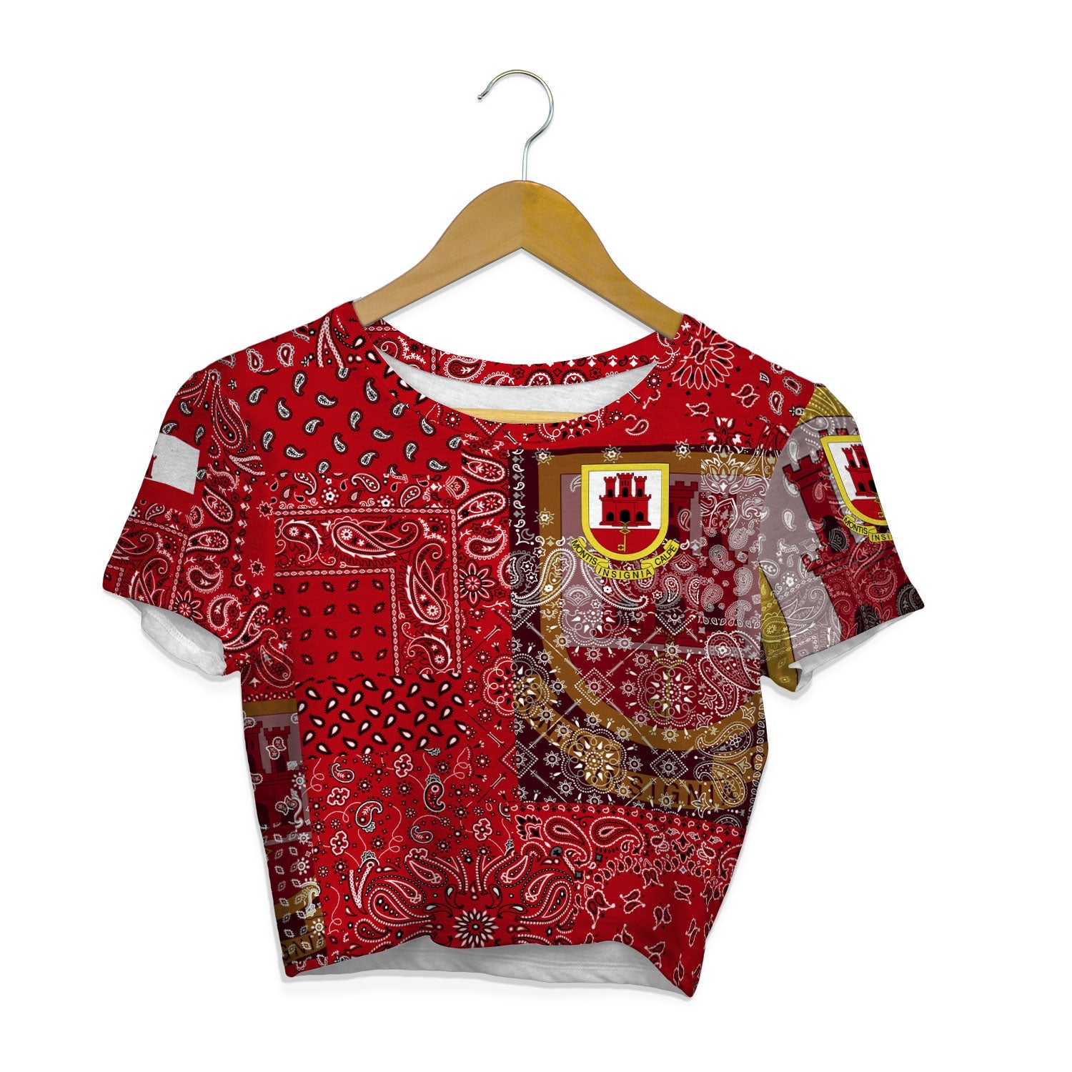 Gibraltar Croptop T Shirt Paisley Flag And Skull Style 1