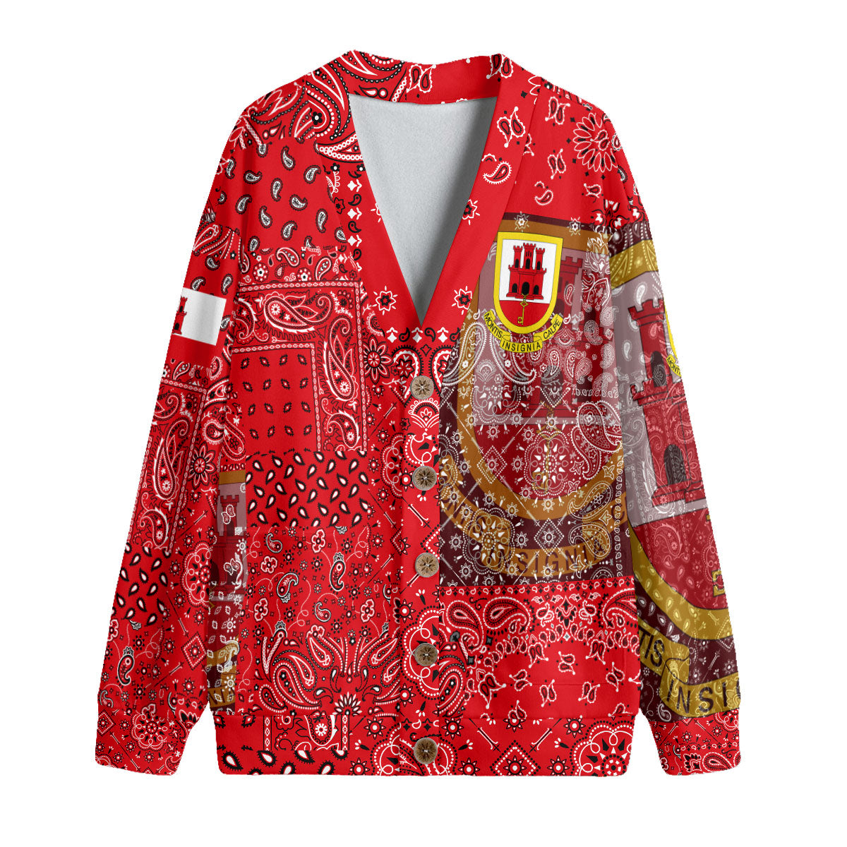 Gibraltar Fleece Cardigan Paisley Flag And Skull Style 1