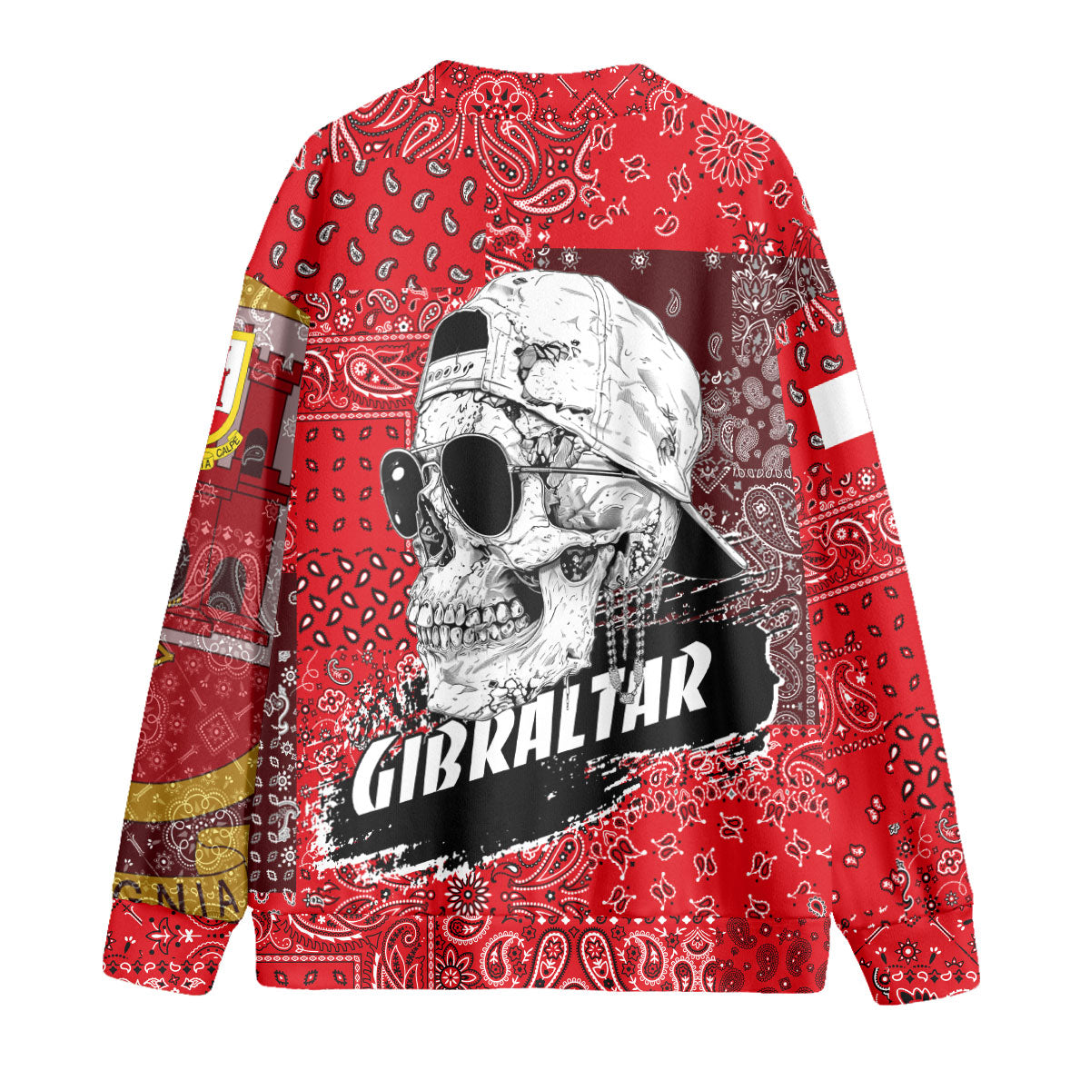 Gibraltar Fleece Cardigan Paisley Flag And Skull Style 2