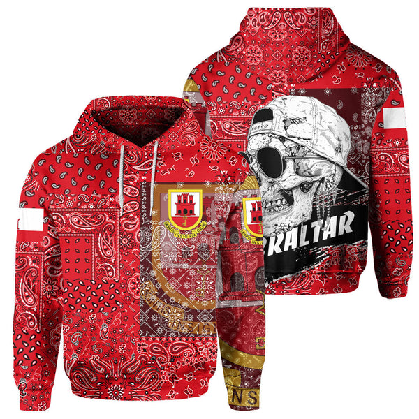 Gibraltar Hoodie Paisley Flag And Skull Style 1