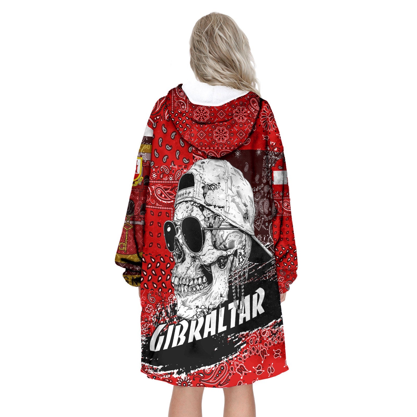 Gibraltar Hoodie Blanket Paisley Flag And Skull Style 3