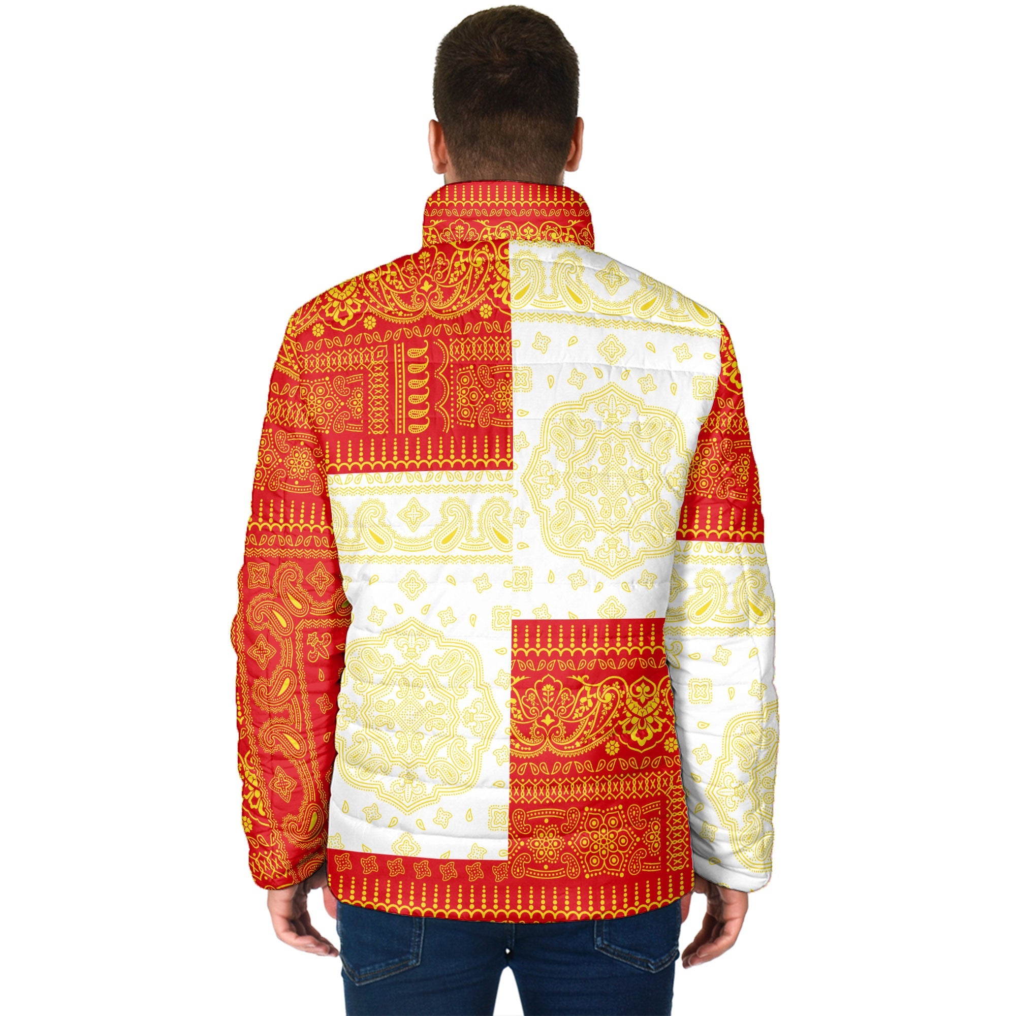 Gibraltar Men Padded Jacket Flag And Paisley Basic Style 2