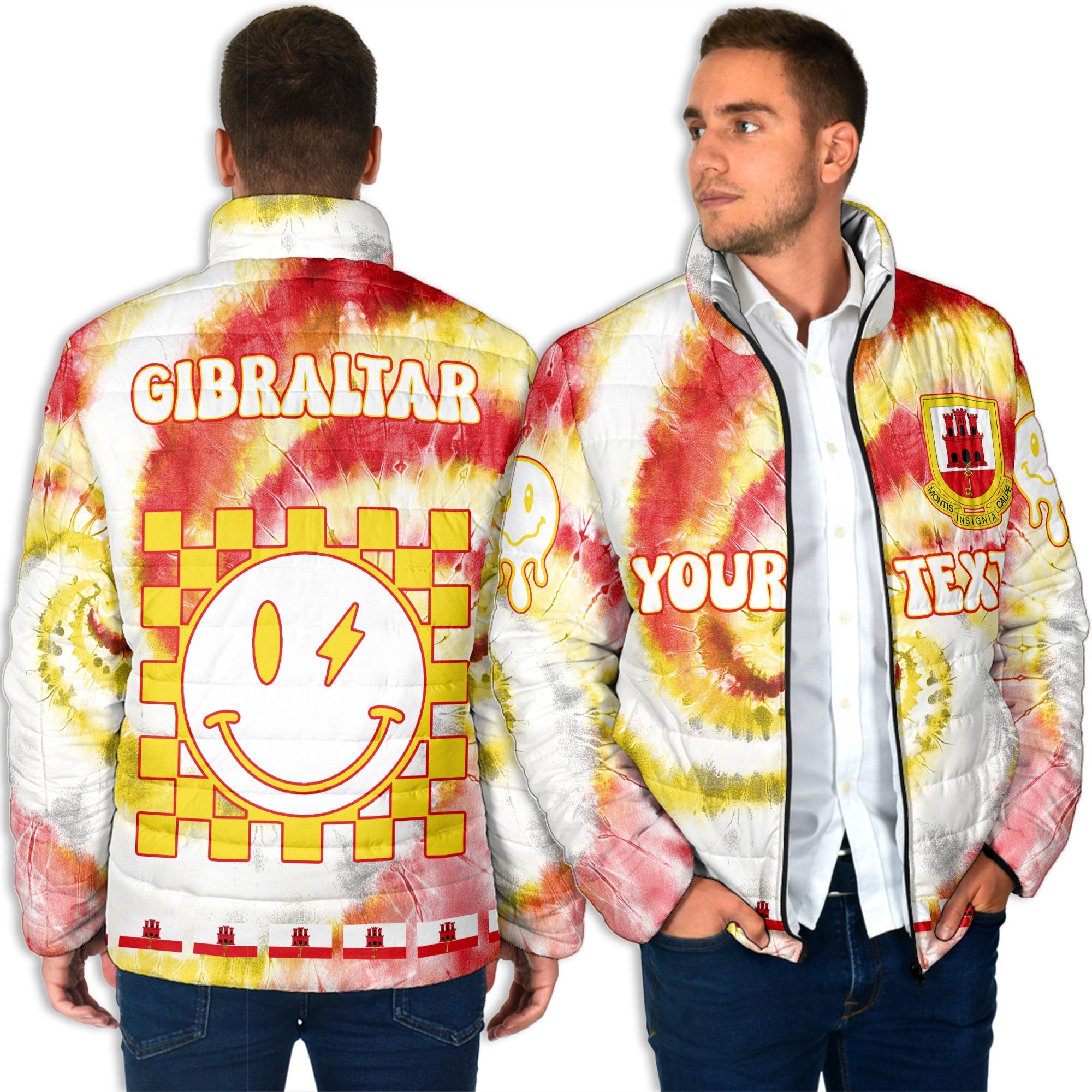 Gibraltar Men Padded Jacket Custom Tie Dye Style 4