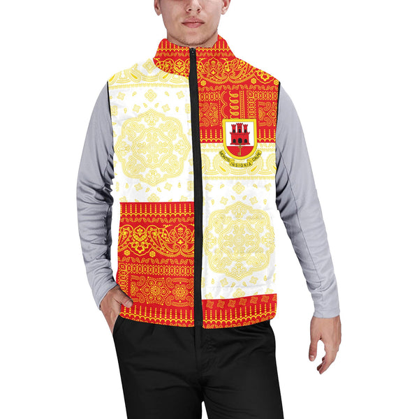 Gibraltar Men Padded Jacket Vest Flag And Paisley Basic Style 1