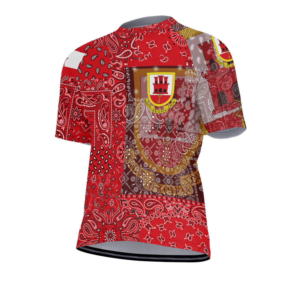 Gibraltar Men Cycling Jersey Paisley Flag And Skull Style 3