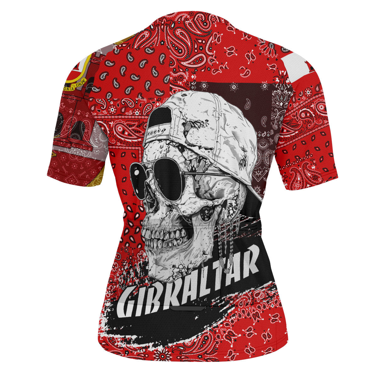 Gibraltar Men Cycling Jersey Paisley Flag And Skull Style 4