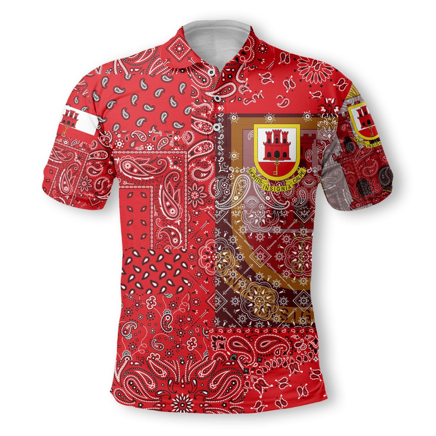 Gibraltar Polo Shirt Paisley Flag And Skull Style 2