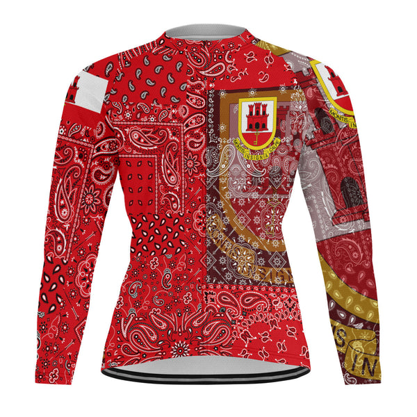 Gibraltar Raglan Men Cycling Jersey Long Sleeve Paisley Flag And Skull Style 1