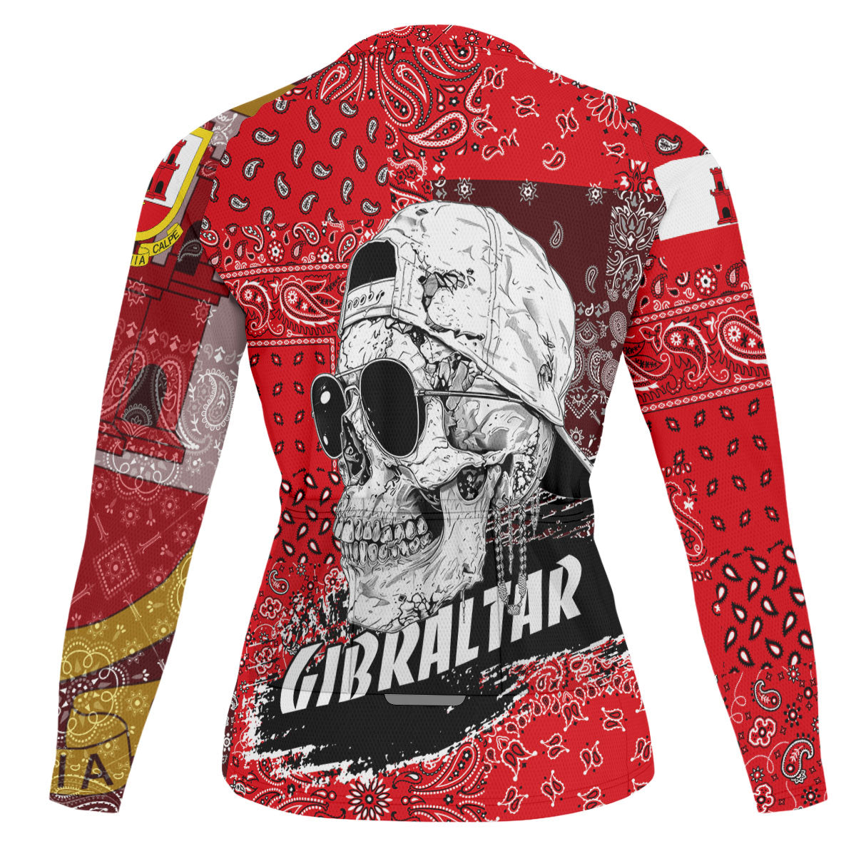 Gibraltar Raglan Men Cycling Jersey Long Sleeve Paisley Flag And Skull Style 2