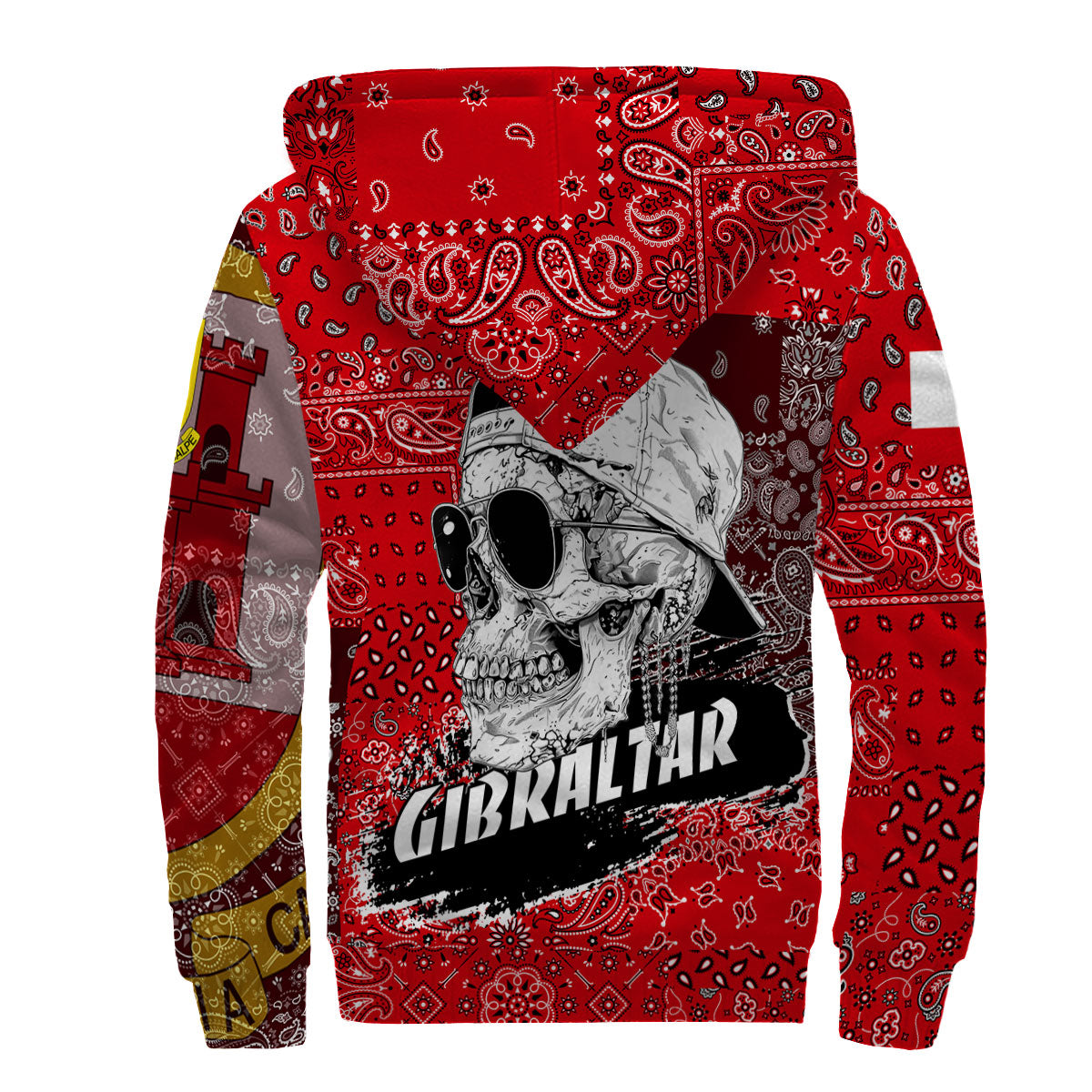 Gibraltar Sherpa Hoodie Paisley Flag And Skull Style 2