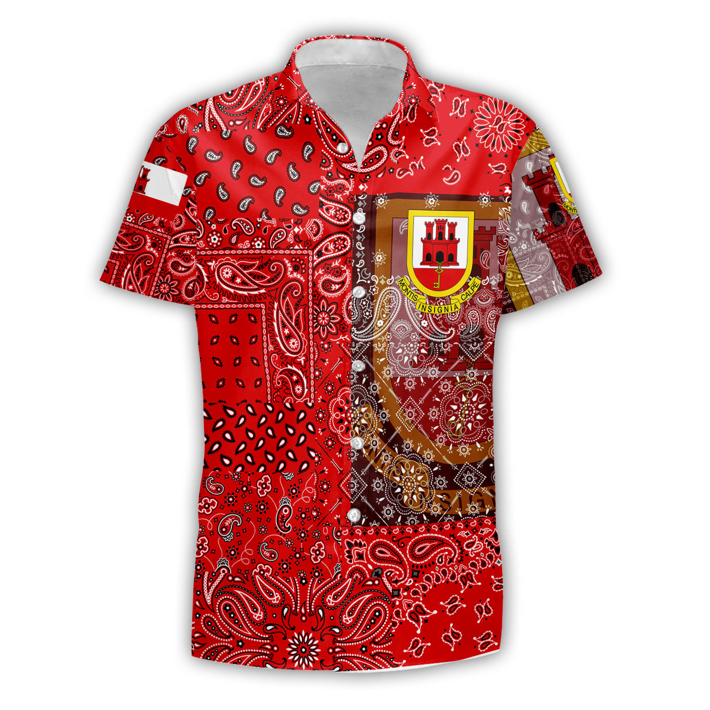 Gibraltar Short Sleeve Shirt Paisley Flag And Skull Style 1