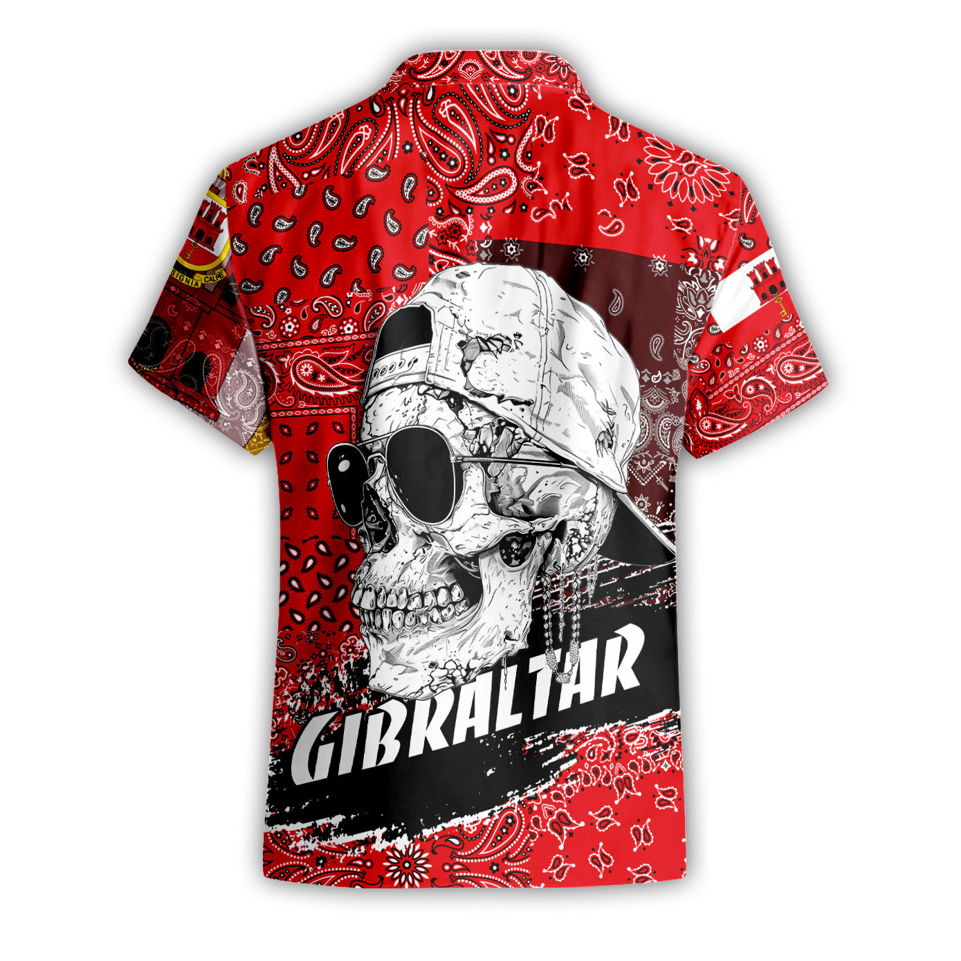 Gibraltar Short Sleeve Shirt Paisley Flag And Skull Style 2