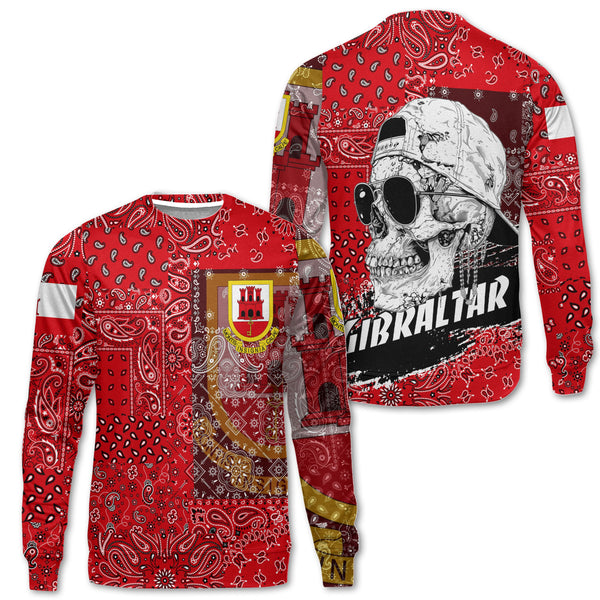 Gibraltar Sweatshirt Paisley Flag And Skull Style 1