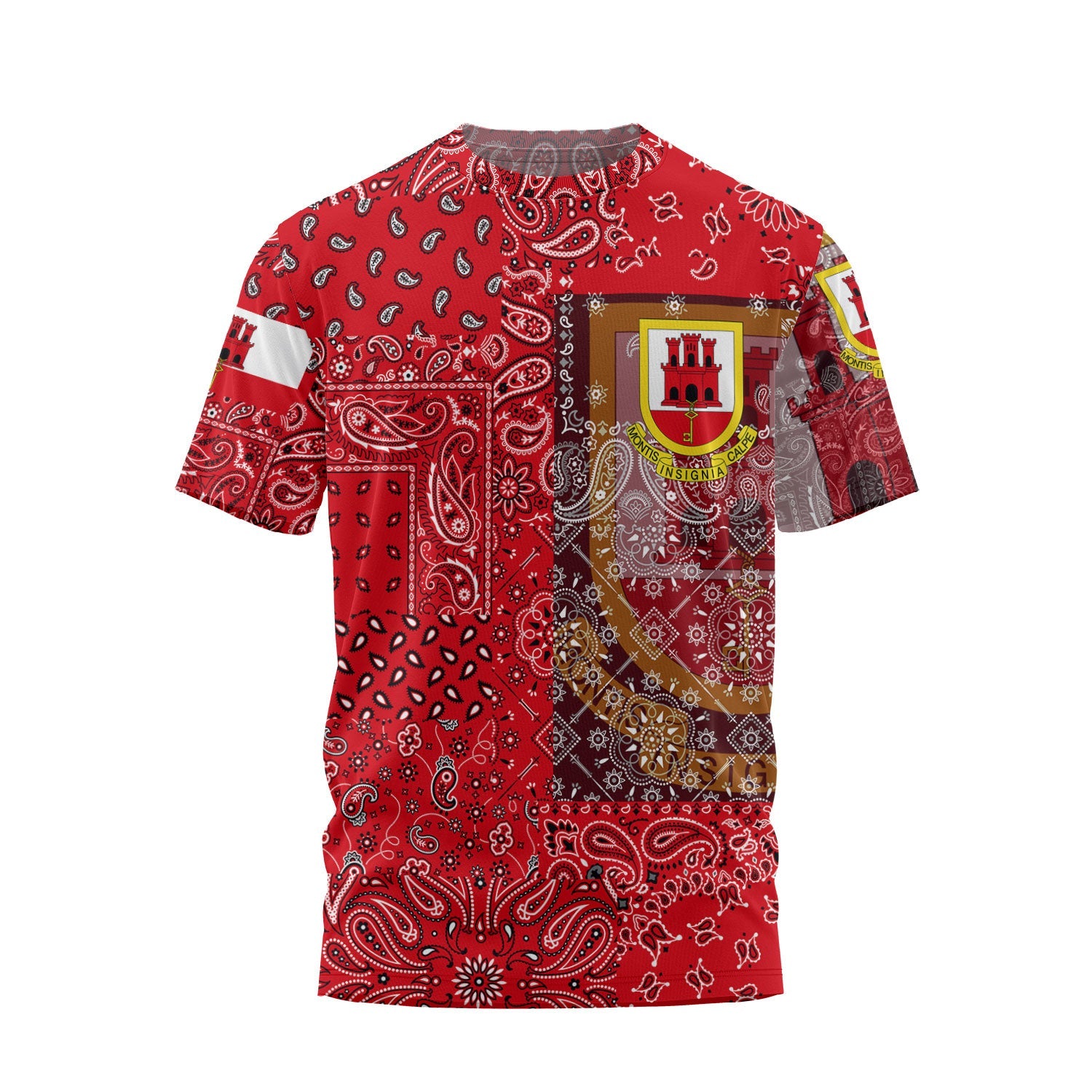 Gibraltar T Shirt Paisley Flag And Skull Style 1