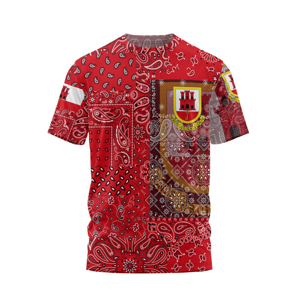 Gibraltar T Shirt Paisley Flag And Skull Style 1