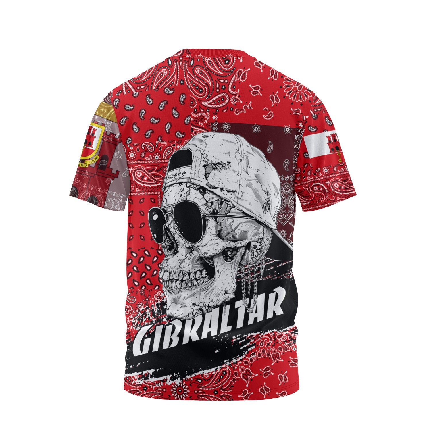 Gibraltar T Shirt Paisley Flag And Skull Style 2