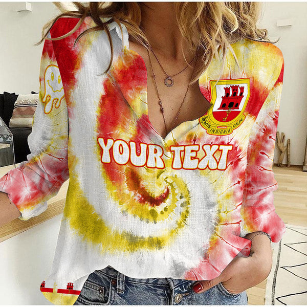 Gibraltar Women Casual Shirt Custom Tie Dye Style 1