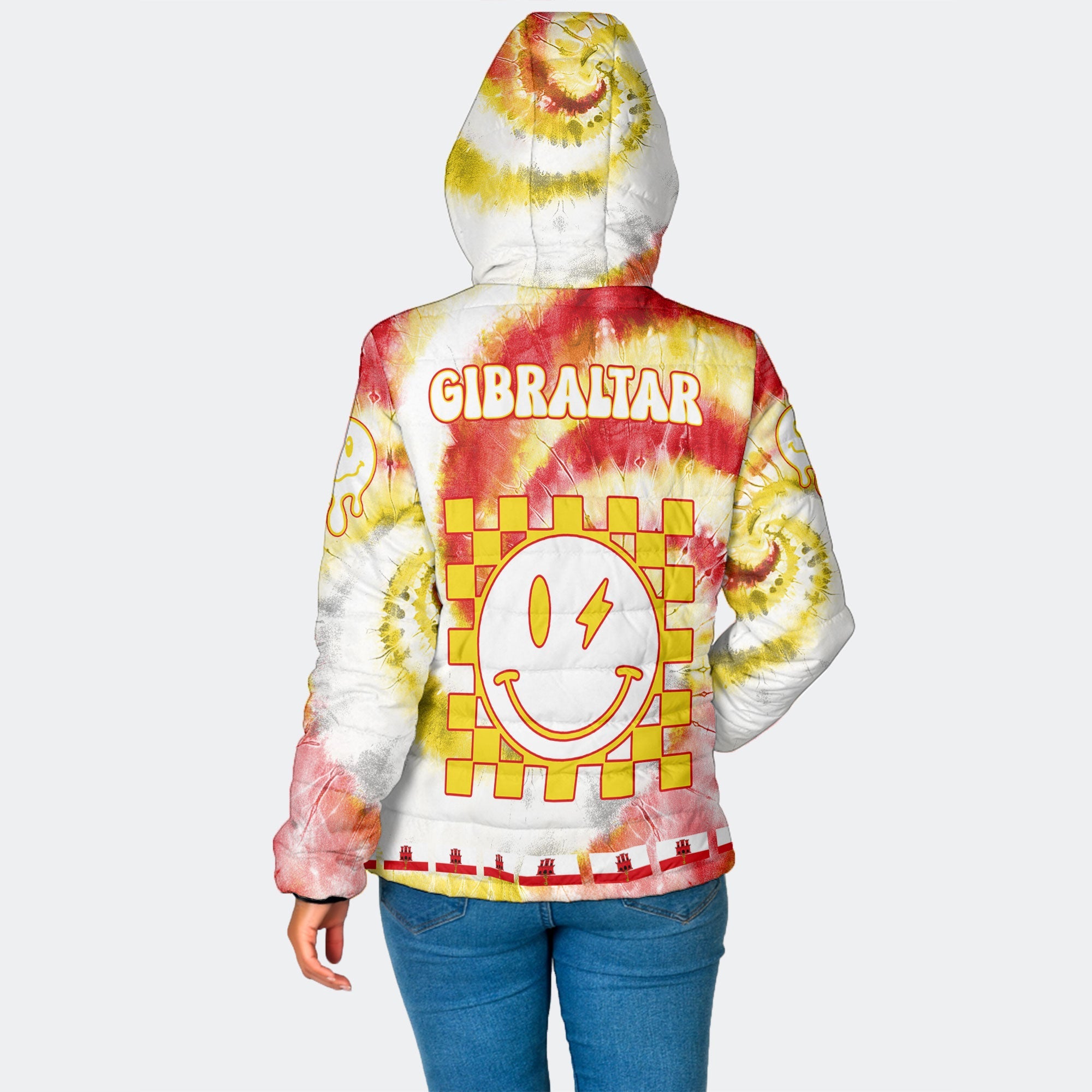 Gibraltar Women Hooded Padded Jacket Custom Tie Dye Style 2