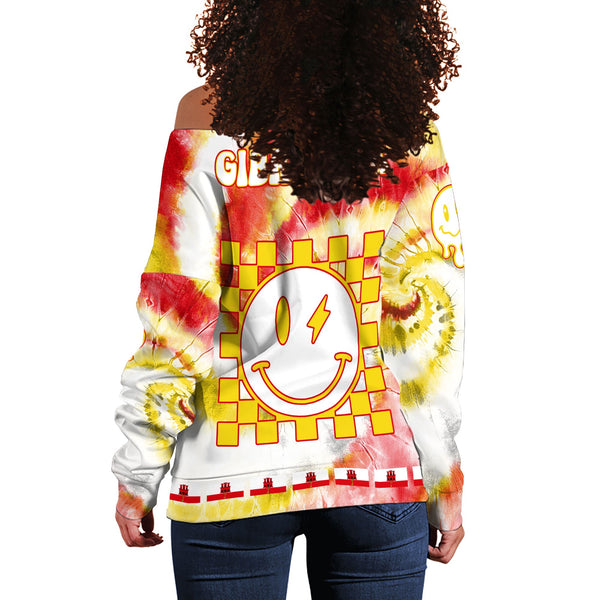 Gibraltar Women Off Shoulder Sweatshirt Custom Tie Dye Style 1