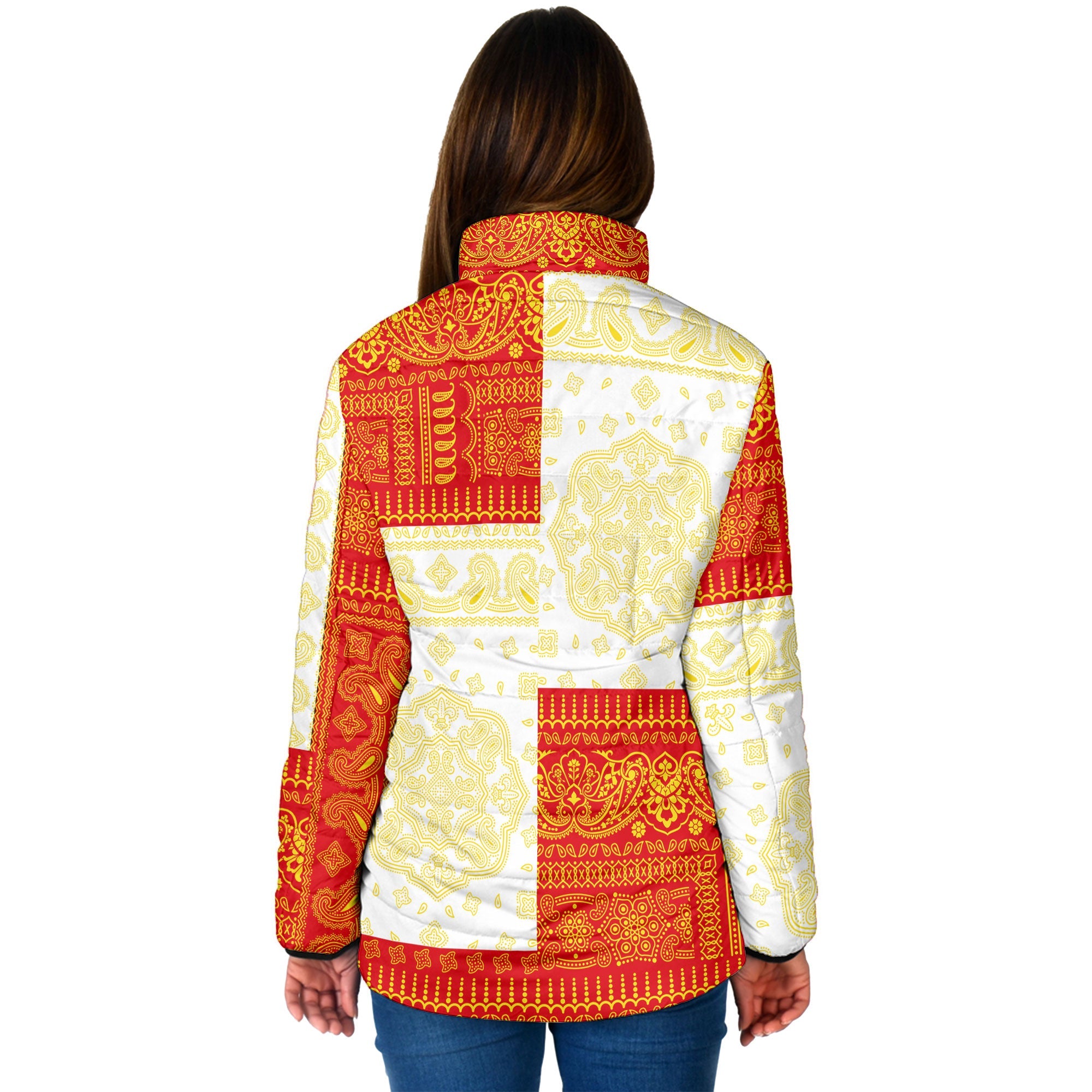 Gibraltar Women Padded Jacket Flag And Paisley Basic Style 2