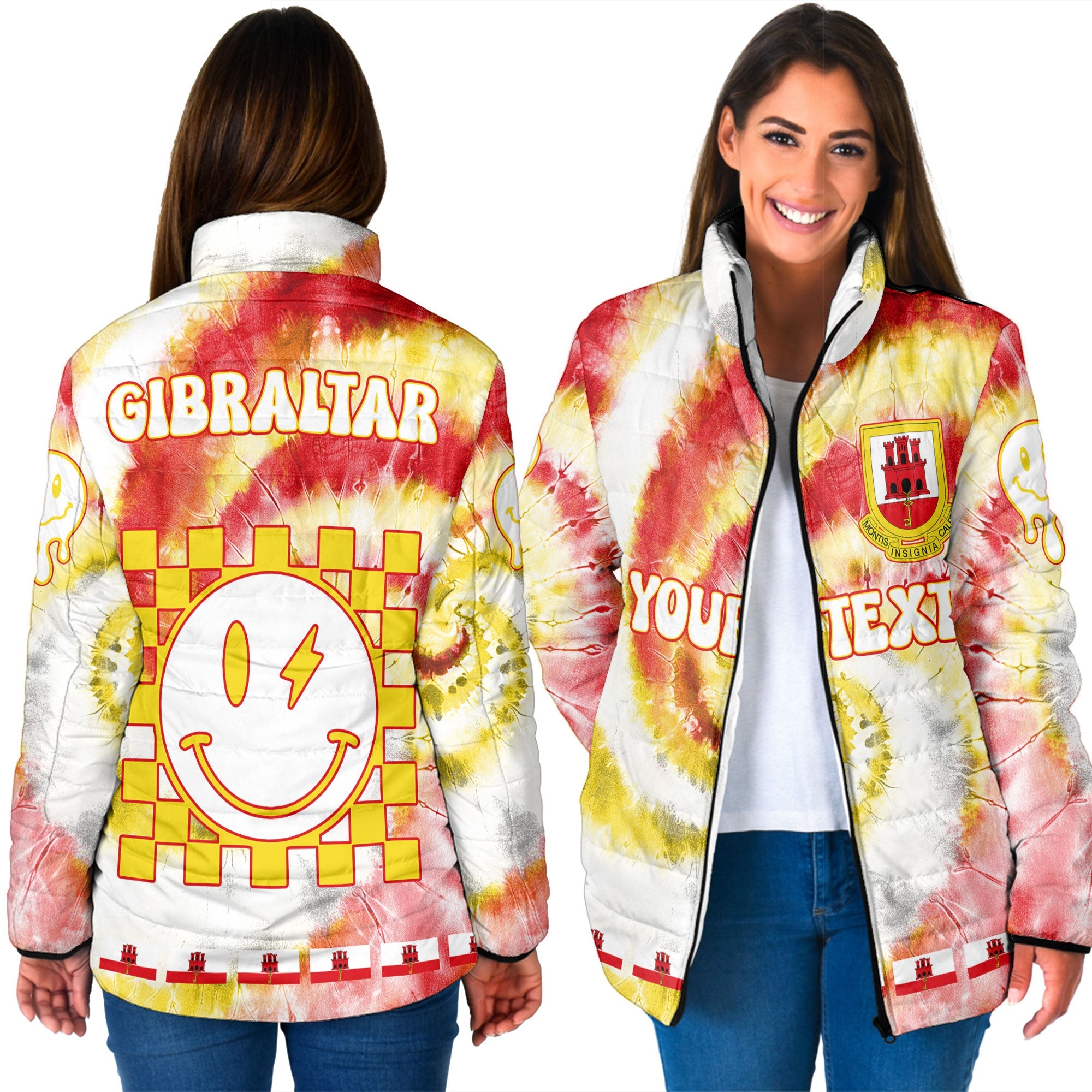 Gibraltar Women Padded Jacket Custom Tie Dye Style 3