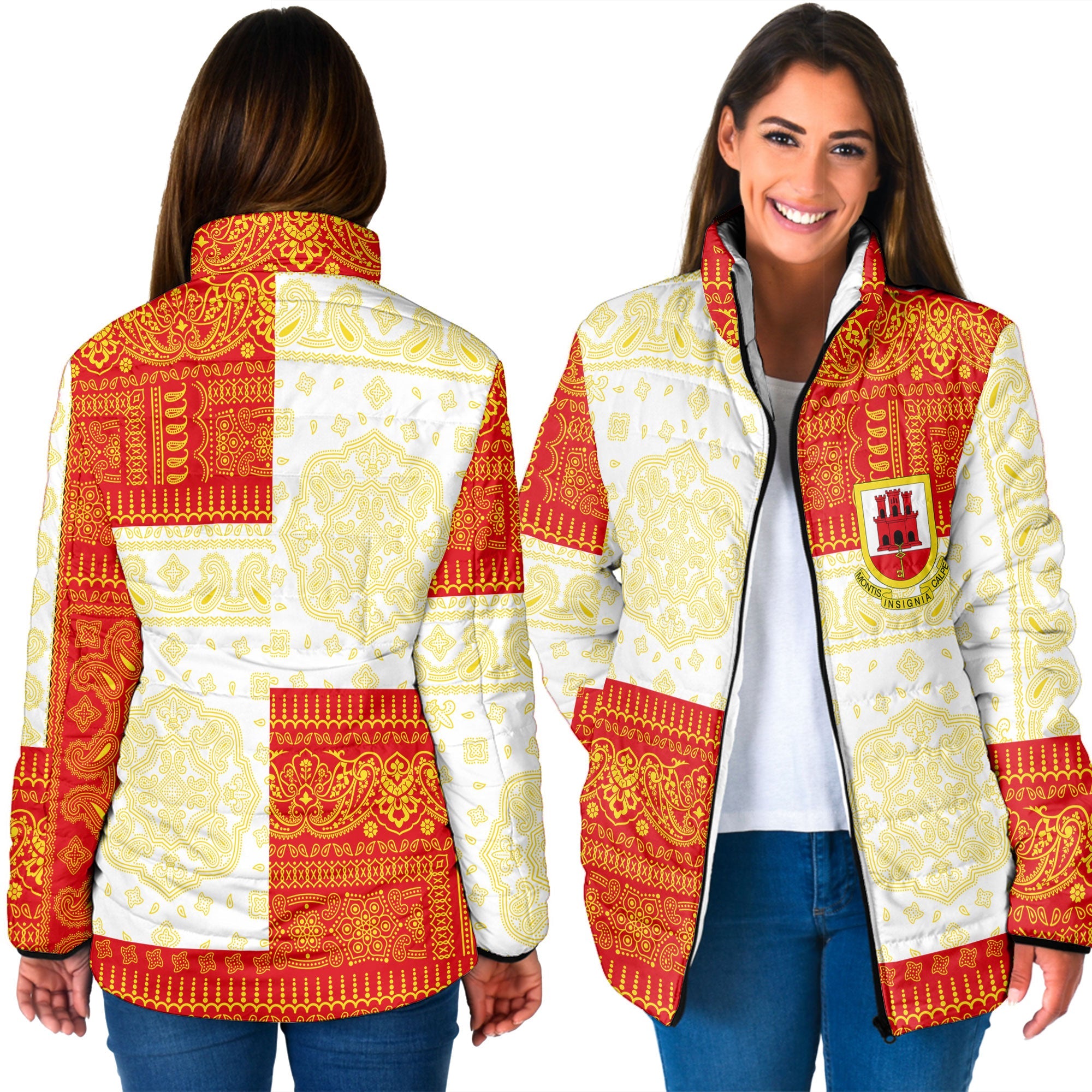 Gibraltar Women Padded Jacket Flag And Paisley Basic Style 3