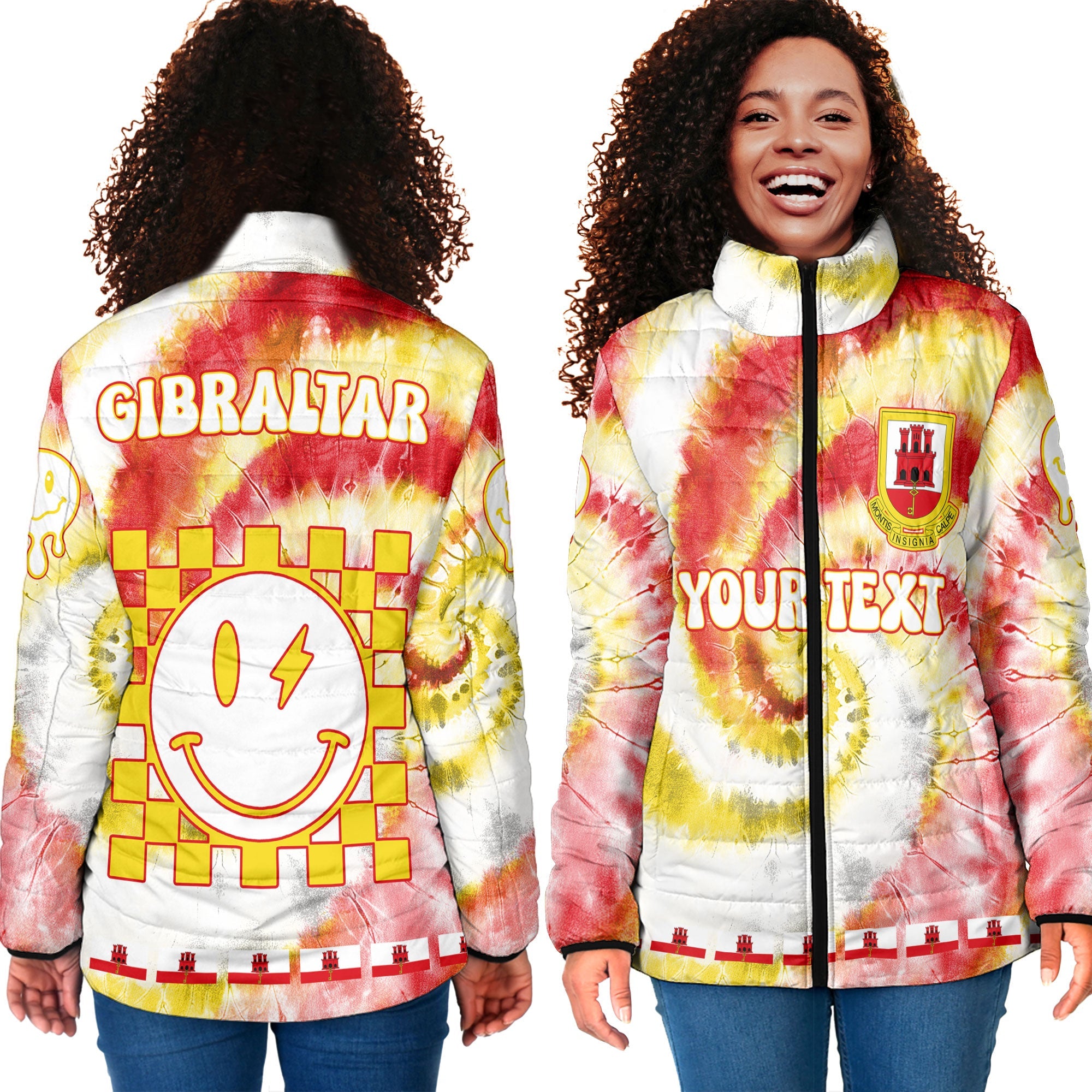 Gibraltar Women Padded Jacket Custom Tie Dye Style 4